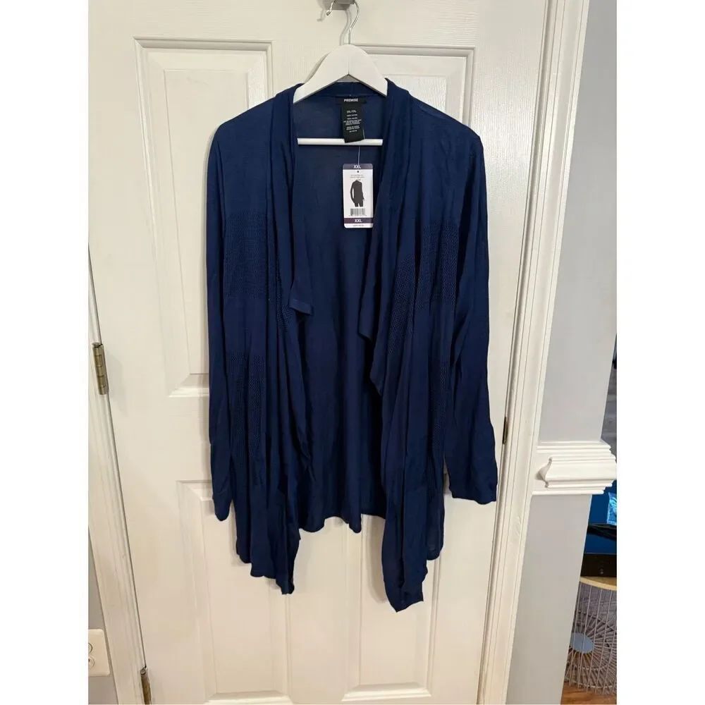 Premise Navy Open Front Waterfall Cardigan sz XXL NWT